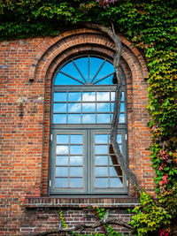 Low angle view of window on building