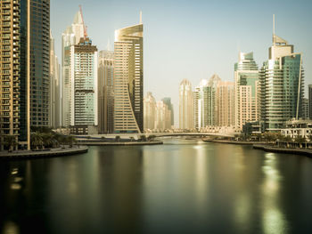 Low angle view of skyscrapers in city