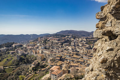 High angle view of townscape against sky