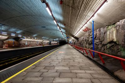 View of illuminated subway tunnel
