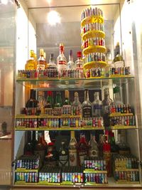 View of bottles on display at store