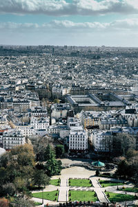 High angle view of buildings in paris