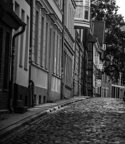 Road along buildings