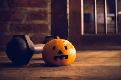 Close-up of pumpkin on table