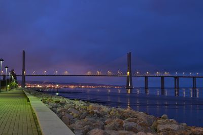 Suspension bridge over river