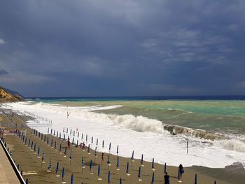 Scenic view of beach against sky