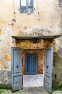 Closed door of old building