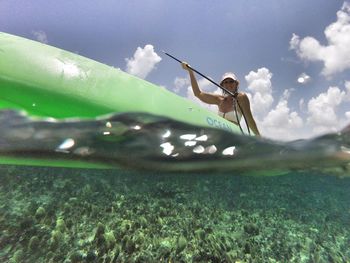 Man swimming in sea