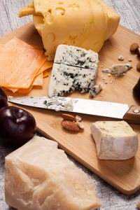 High angle view of food on table