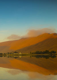 Scenic view of landscape against sky during sunset