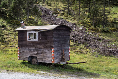 View of wooden trailer