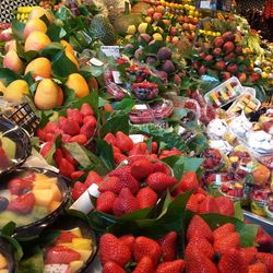 High angle view of fruits for sale in market