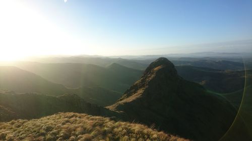 Scenic view of mountains against clear sky