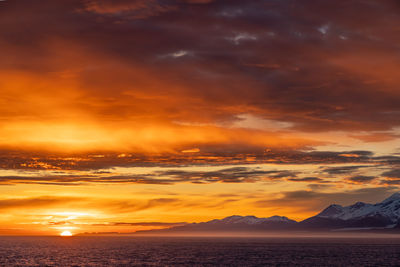 Scenic view of sea against sky during sunset