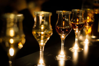 Close-up of wineglass on table