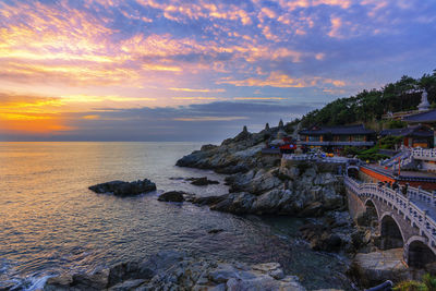Scenic view of sea against sky during sunset