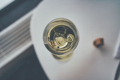 High angle view of drink on table