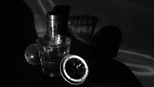 Shadow of person on glass window