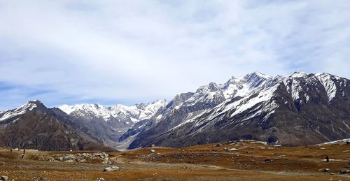 Snowcapped mountains against sky