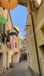 Narrow street amidst buildings in town