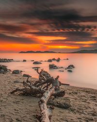 Scenic view of sea against sky during sunset
