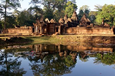 Reflection of old ruin at angkor wat