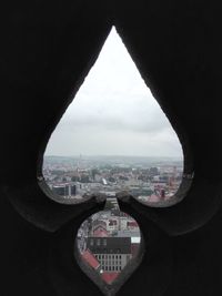 Buildings seen through window