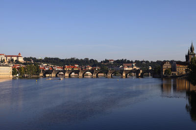 Bridge over river against clear sky