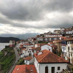 High angle shot of townscape against sky