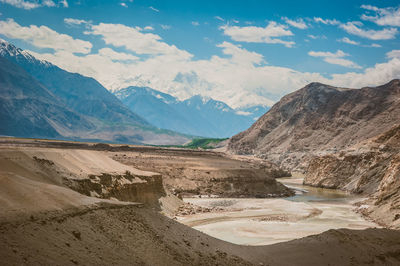 Scenic view of mountains against sky