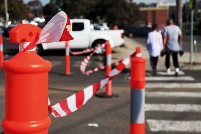 Cordon tape on road