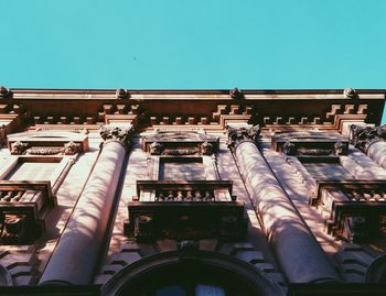 Low angle view of built structure against clear sky