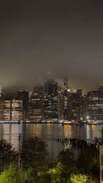 Brooklyn promenade on a foggy night