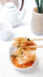 Close-up of food on table