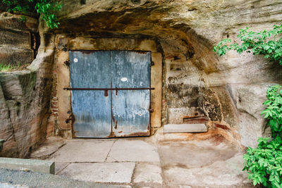 Closed door of old building