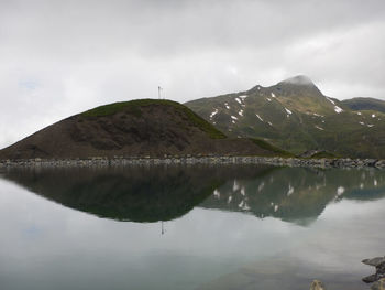 Mountain reflecting on calm lake