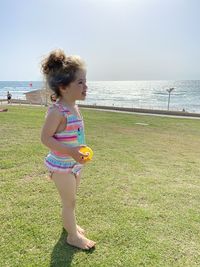 Full length of girl on beach