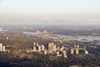 High angle view of buildings in city