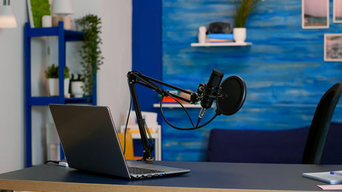 Close-up of laptop on table