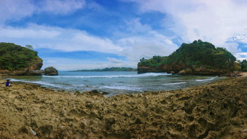 Scenic view of beach against sky