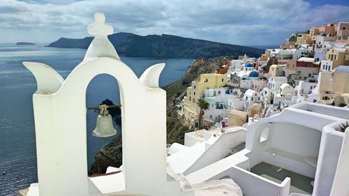 High angle view of houses in santorini