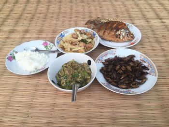 High angle view of food on table