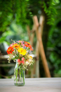 Close-up of flower vase against blurred background