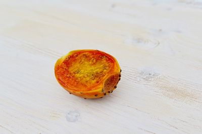 High angle view of orange on table