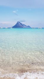 Scenic view of sea against blue sky