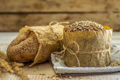 Close-up of bread on table