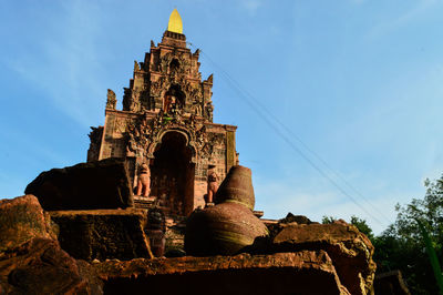 Ancient terracotta statue sculpture. old pagoda architecture terracotta.
