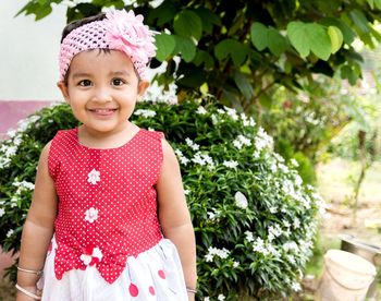 Portrait of cute girl smiling