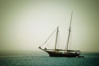 Sailboat sailing in sea