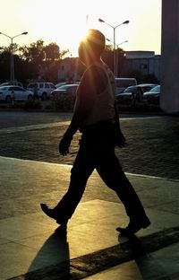 Woman walking on street